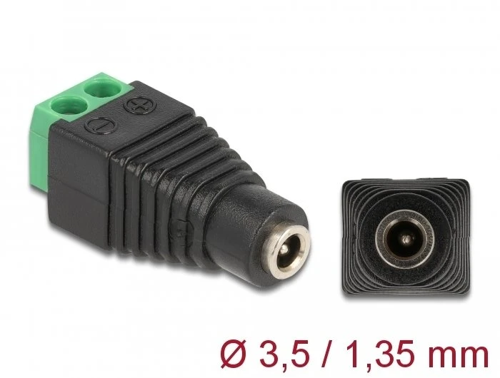 Delock Adapteris DC 1,35 x 3,5 mm lizdas > Gnybtų bloko 2 kontaktas