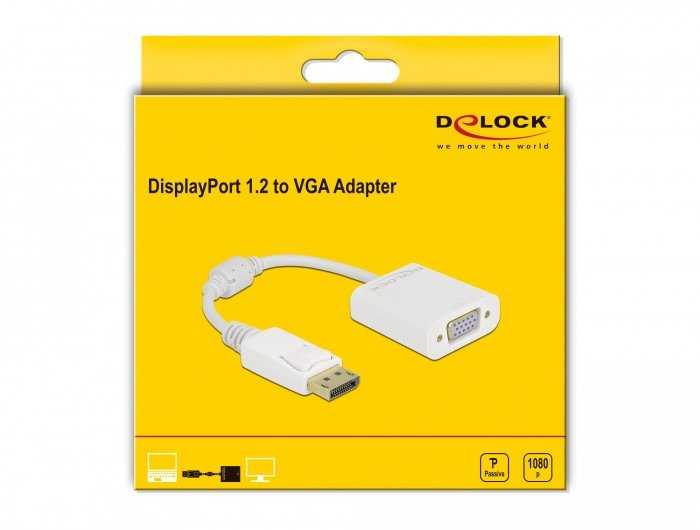 Adapteris AV Delock DELOCK Adapteris DisplayPort 1.2 Stecker zu VGA Buchse baltas