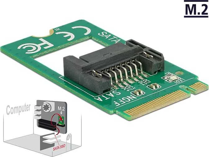 Delock Adapteris M.2 raktas B kištukas > SATA 7 kontaktas (62876)
