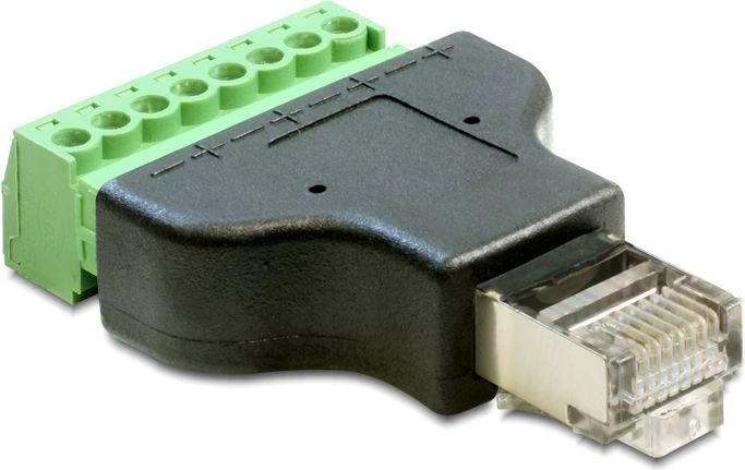Delock Adapteris RJ45 kištukas > gnybtų blokas, 8 kontaktų 2 dalių