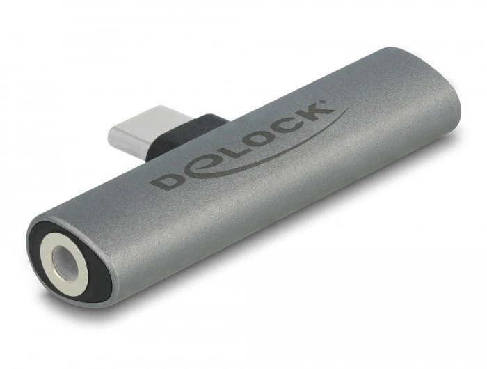 Adapteris USB Delock USB-C - Jack 3.5mm + USB-C Pilka (64186)