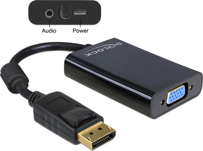 Delock Adapteris Displayport 1.1 vyriškas > VGA lizdas + garsas + maitinimas