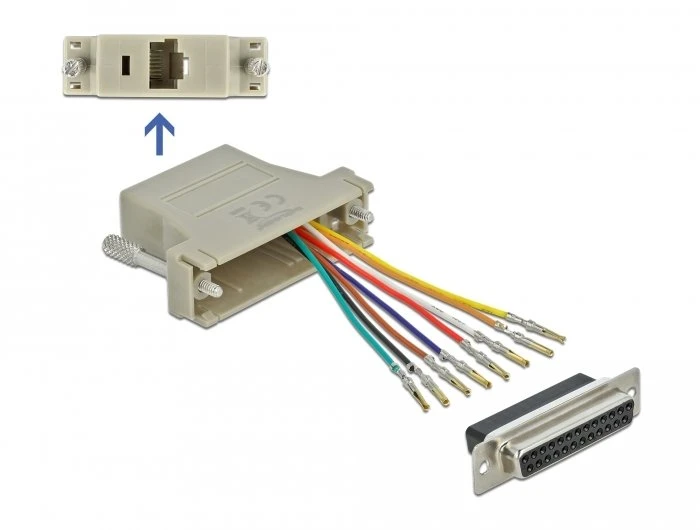 Delock D-Sub 25 kontaktų lizdas į RJ45 lizdą montavimo komplektas juodos spalvos