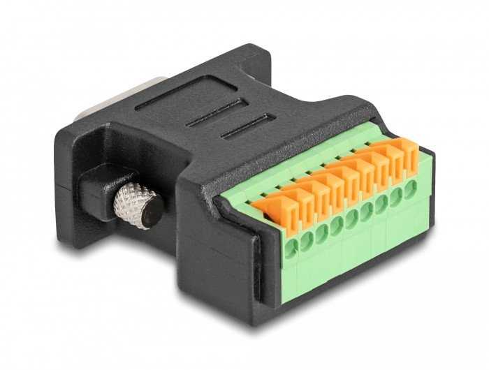 DELOCK D-Sub 9 St > gnybtų bloko adapteris su mygtuku