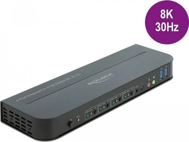DELOCK DisplayPort 1.4 KVM jungiklis 8K 30Hz su USB 3.0 ir garsu