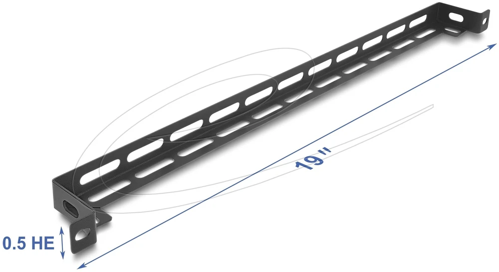 Delock - Płyta prowadząca kable do szafy sterowniczej - L-shaped, 50 mm, with cable tie fastening - juoda - 0.5U - 48.3 cm (19'') (67461)