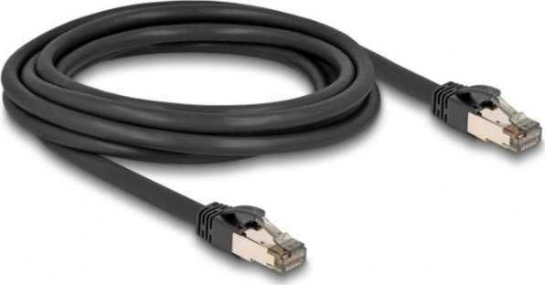 Delock DeLOCK RJ-45 tinklo kabelis Cat.6a U/FTP itin lankstus (juodas, 3 metrai, vidinis nerūdijančio plieno apvalkalas)