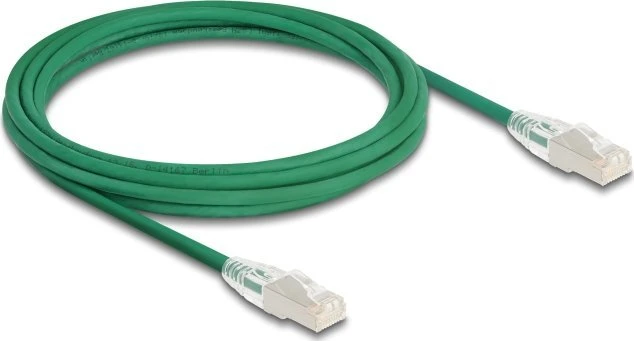 Delock Delock RJ45 tinklo kabelis Cat.6A kištukas-kištukas su išlenktu fiksavimo antgaliu U/FTP Slim 3 m žalias