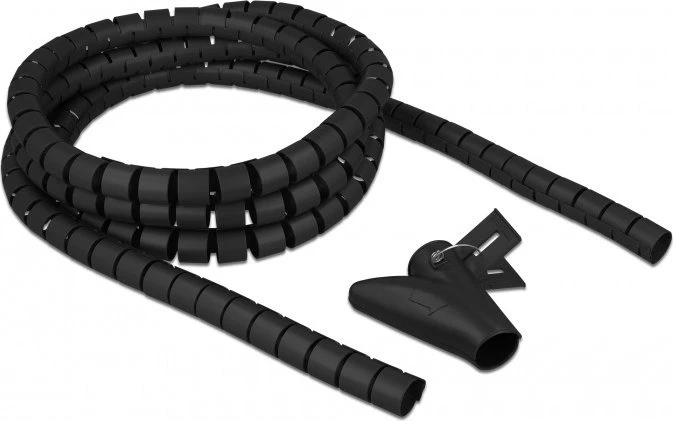OPLOT NA KABLE DELOCK 2.5M 20MM SPIRALNY Z NARZĘDZIEM JUODA POLIETYLEN