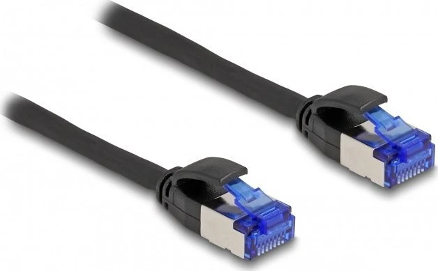 Delock Delock - Tinklo kabelis - RJ-45 (M) iki RJ-45 (M) - 25 cm - 4,5 mm - S/FTP - CAT 6a - Be halogenų, be kablio - juodas
