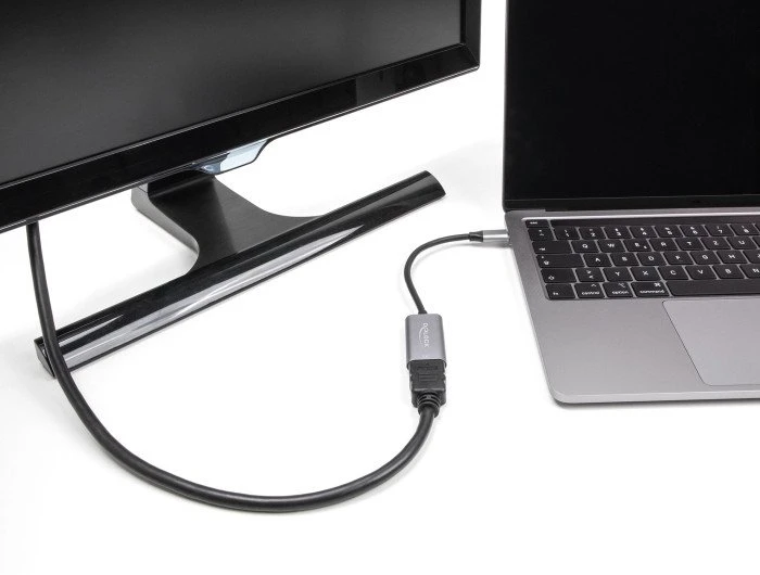 Adapteris AV Delock Delock - Highspeed - Videoadapter - 24 pin USB-C mannlich zu HDMI weiblich - 15 cm - Grau/Juodas - unterstutzt 4K 60 Hz (4096 x 2160), HDR-Support, DP Alt Modus-Support