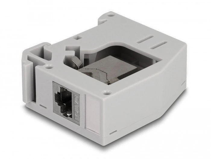 Delock DeLOCK Przejściówka na szynę DIN su modułem Keystone RJ45 żeński do żeńskiego RJ45, Cat.6A