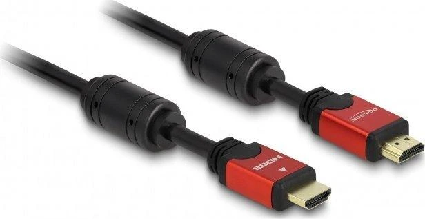 HDMI laidas su raudonais kištukais ir feritiniais filtrais