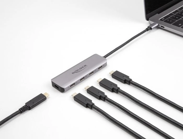 Delock - Šakotuvas - 5 Gbps, su USB-C jungtimi - 4 x USB-C 3.2 Gen 1 - Stalinis (64238)