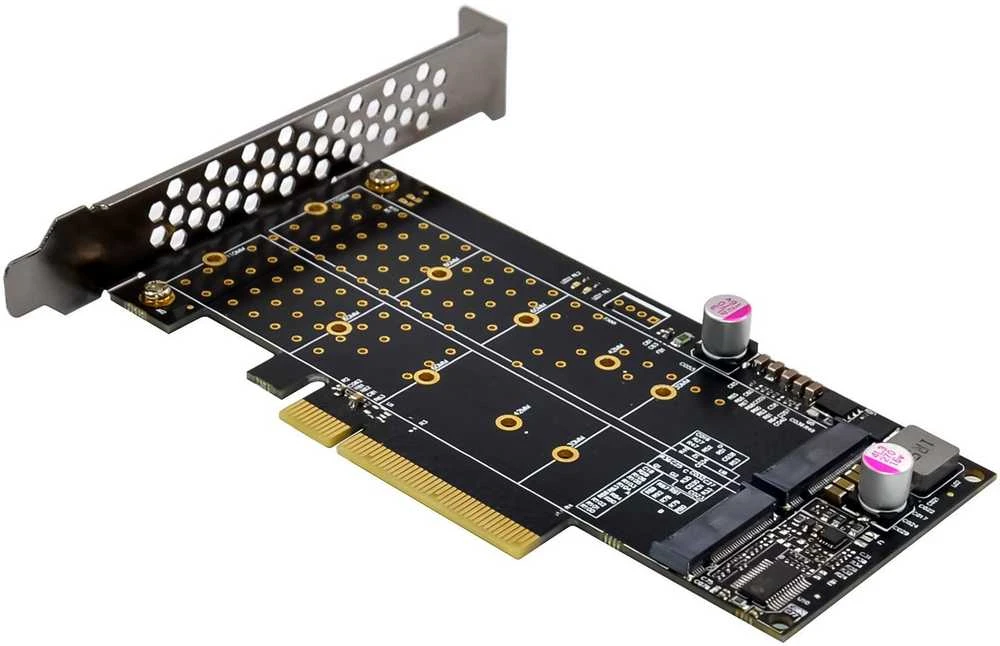 „Delock InLine® PCIe plokštė 2x vidiniam NVMe M.2 Key M – Bifurcation, PCIe x8“