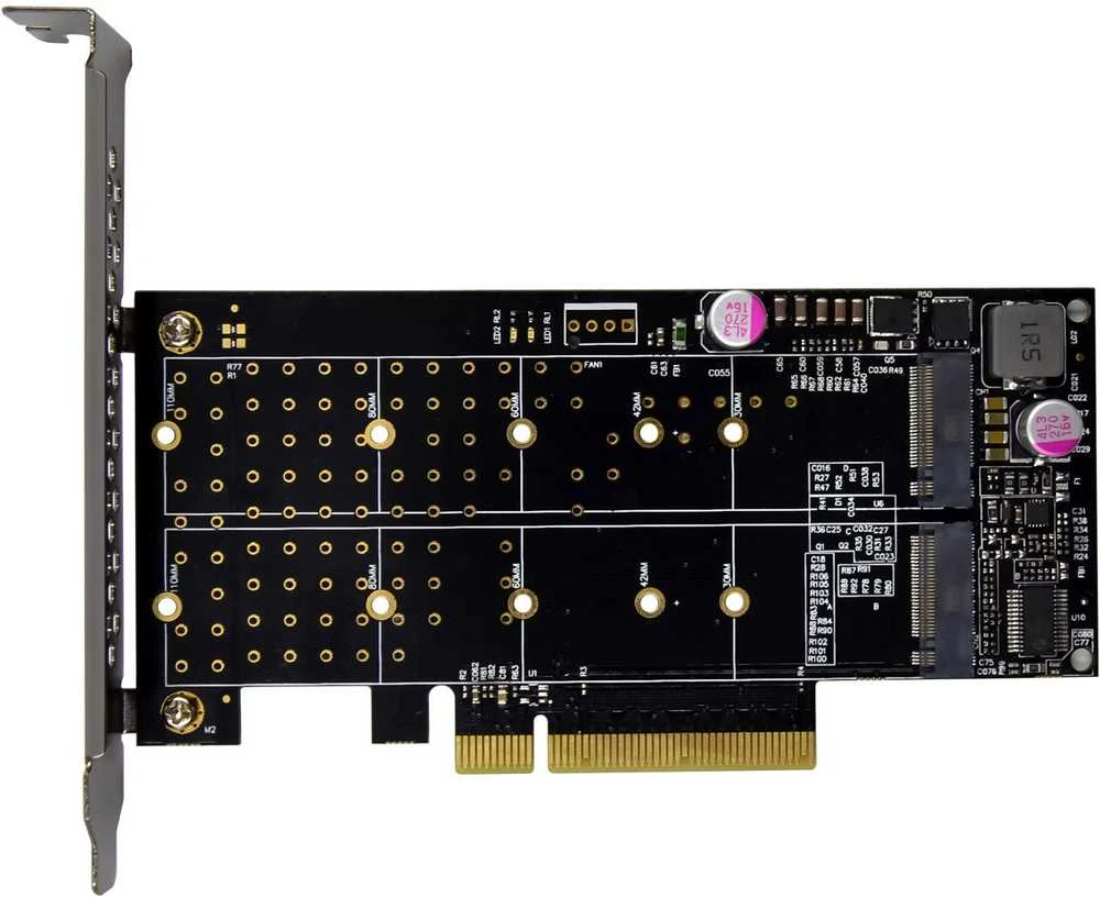 „Delock InLine® PCIe plokštė 2x vidiniam NVMe M.2 Key M – Bifurcation, PCIe x8“