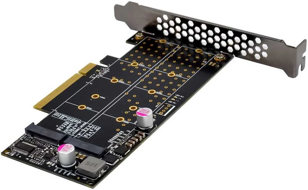 „Delock InLine® PCIe plokštė 2x vidiniam NVMe M.2 Key M – Bifurcation, PCIe x8“