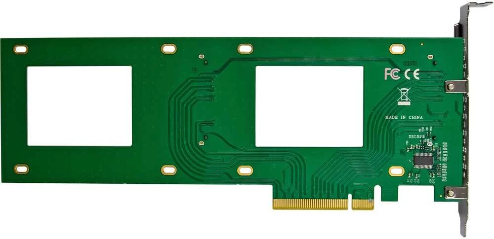 Delock InLine® PCIe valdiklio kortelė 2x vidiniams U.2 NVMe SFF-8639 – Bifurcation, PCIe x8, siaura