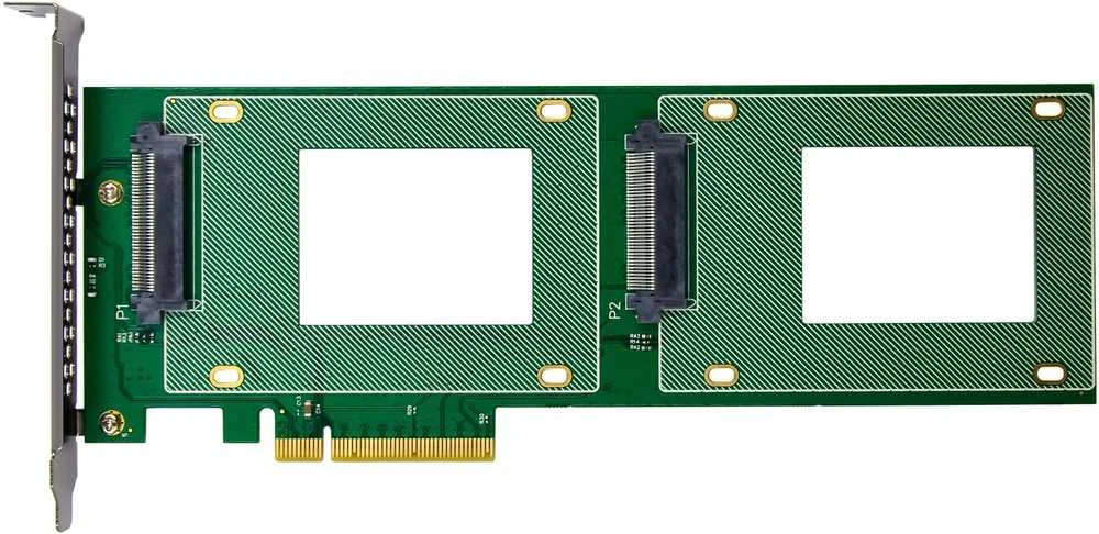 Delock InLine® PCIe valdiklio kortelė 2x vidiniams U.2 NVMe SFF-8639 – Bifurcation, PCIe x8, siaura