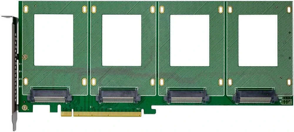 Delock InLine® PCIe valdiklio plokštė 4x vidiniam U.2 NVMe SFF-8639 – Bifurcation, PCIe x16