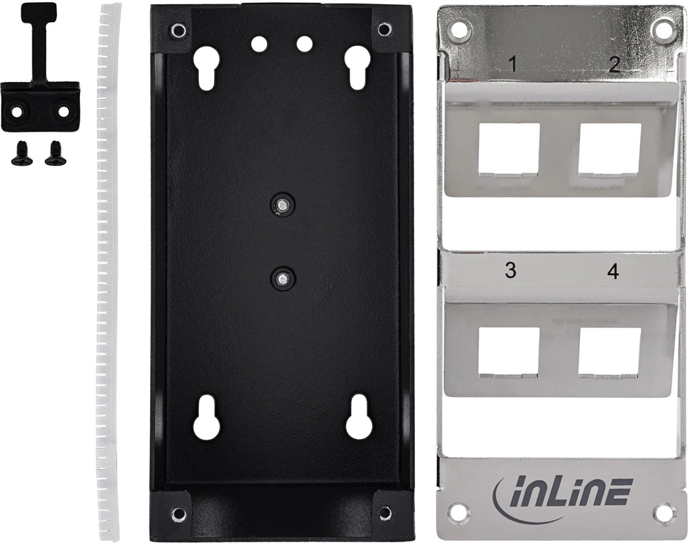 Delock InLine® 4 prievadų Cat.6A skirstytuvas sienai/kolonai, įskaitant Keystone modulius