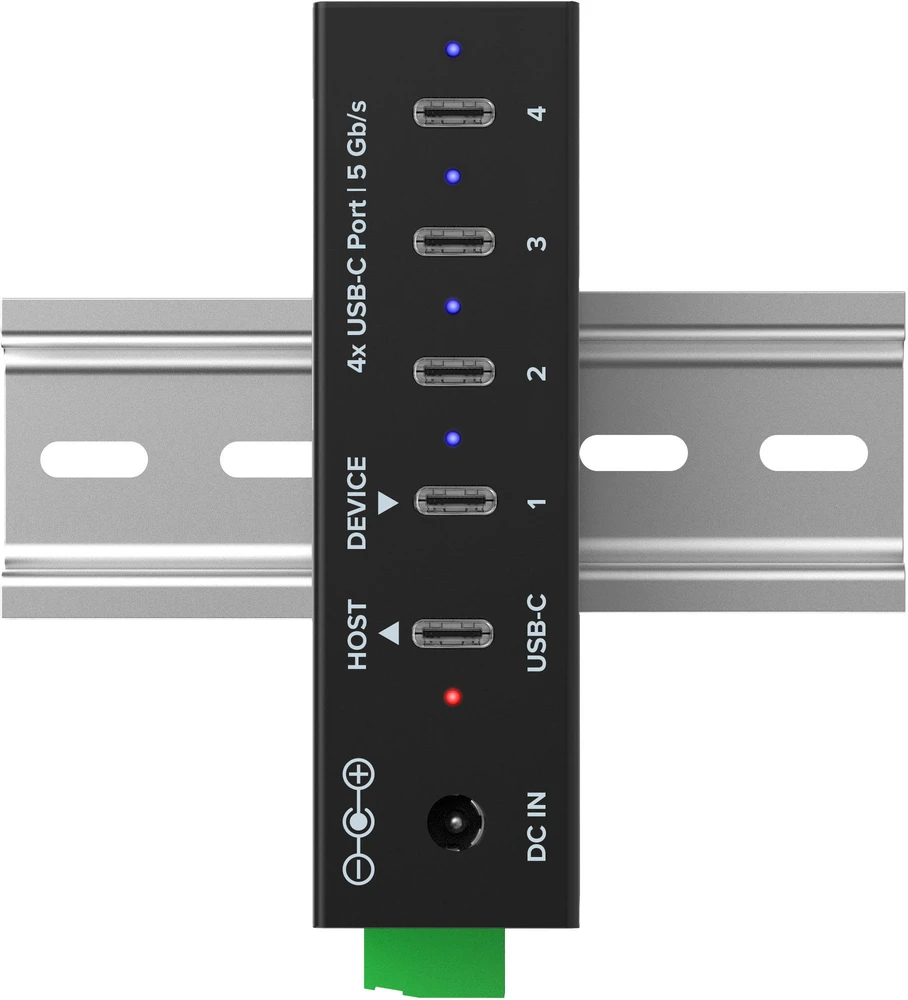Delock InLine® USB 3.2 Gen.1 pramoninis šakotuvas, USB-C, 4 prievadų, su maitinimo šaltiniu