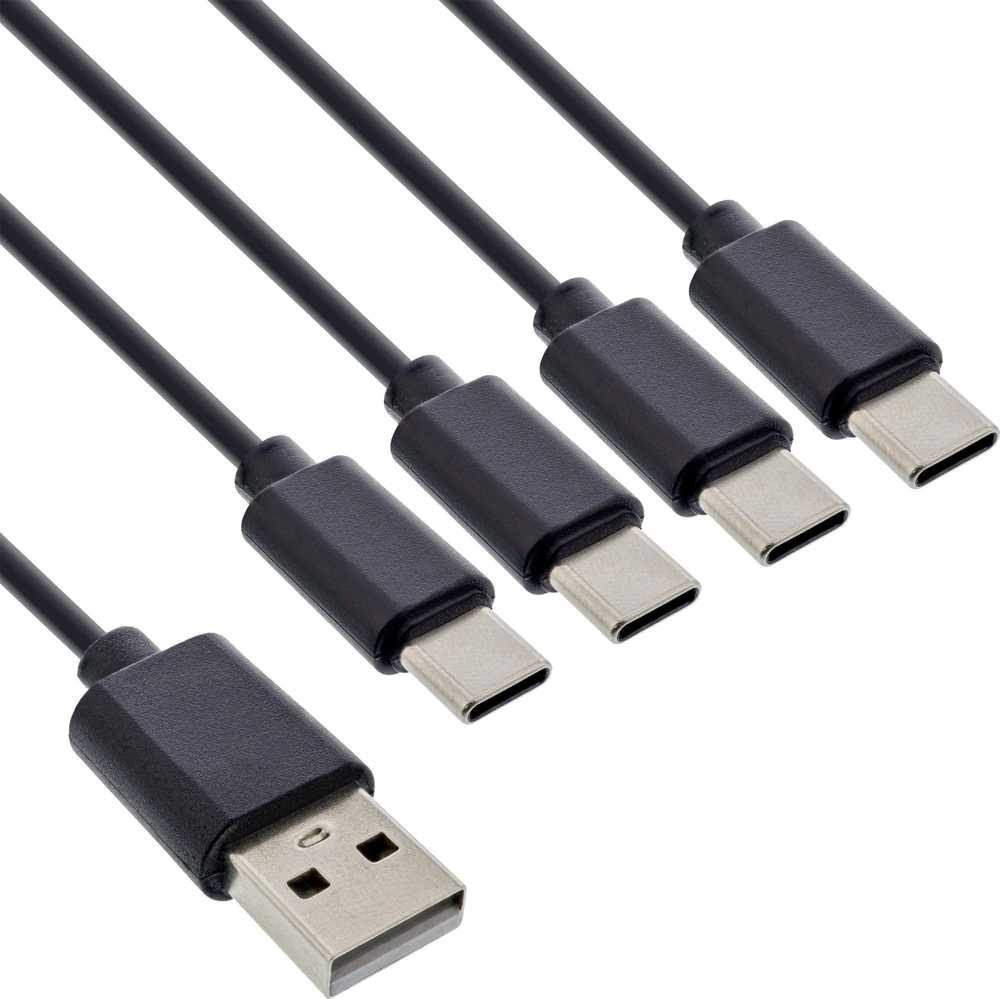 Inline Kabelis USB Delock USB-A - 4x USB-C 1 m Juodas