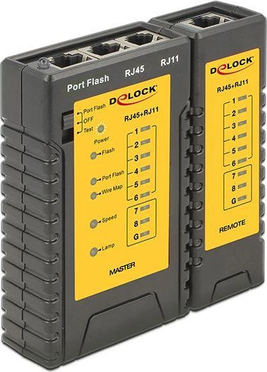 DLC DeLOCK 86407 tinklo laidų tikrintuvas Susuktų kabelių testeris Juoda