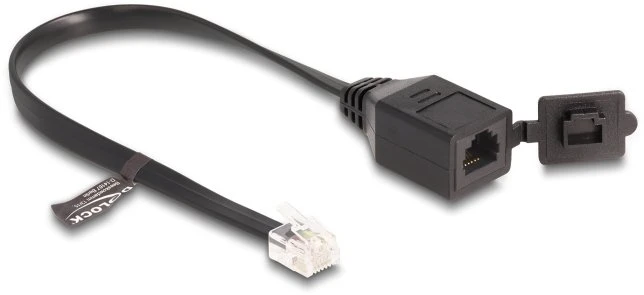 Delock Kabelis RJ12 kištukas į RJ12 lizdas su dangteliu 20 cm juoda (88009)