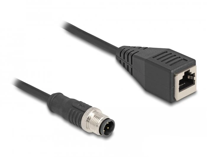 DELOCK M12 adapterio kabelis, D kodavimo, 4 kontaktų ST į RJ45, lizdas, 50 cm