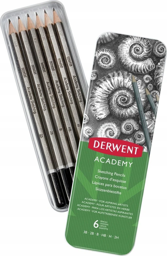 Delock Eskizavimo pieštukų rinkinys Derwent Academy, 6 pieštukai, metalinėje dėžutėje