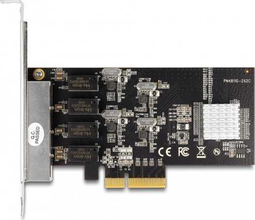 Kontroler Delock DeLOCK PCIe x4 to 4 x RJ45 Gbit, LAN adapter (Realtek RTL8111H)