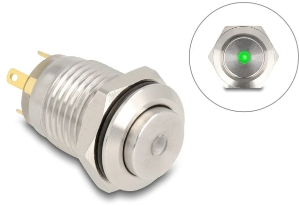 Delock Przycisk do montażu 12 mm 4 x złącze lutownicze LED žalia kropka