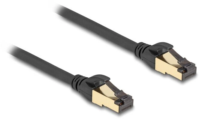 Delock DeLOCK Kabelis sieciowy RJ45 Cat.6A męski na męski S/FTP juoda 30 cm su podstawowym kablem Cat.7 odpowiedni do użytku przemysłowego i zewnętrznego