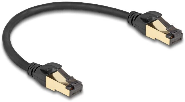 Delock DeLOCK Kabelis sieciowy RJ45 Cat.6A męski na męski S/FTP juoda 30 cm su podstawowym kablem Cat.7 odpowiedni do użytku przemysłowego i zewnętrznego