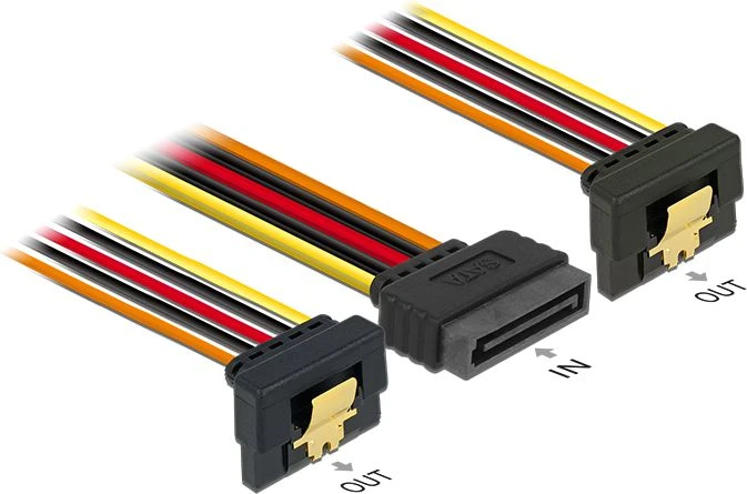 Delock SATA 15 kontaktų – SATA 15 kontaktų x2, 0,15 m, daugiaspalvis (60145)