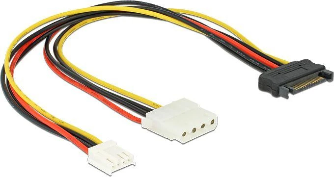 Delock SATA 15 kontaktų – Molex – 4 kontaktų diskelis, 0,3 m daugiaspalvis (65227)