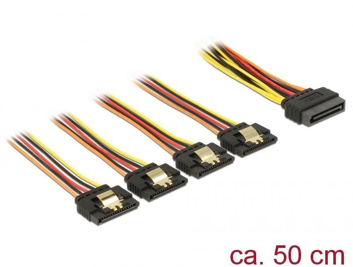 Delock SATA 15 kontaktų – SATA 15 kontaktų x4 0,5 m daugiaspalvis (60158)