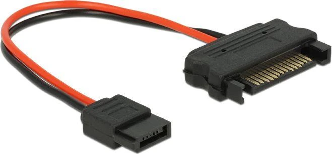 Delock SATA 15-pin - SATA 6-pin, 0.1m, Raudona (84873)