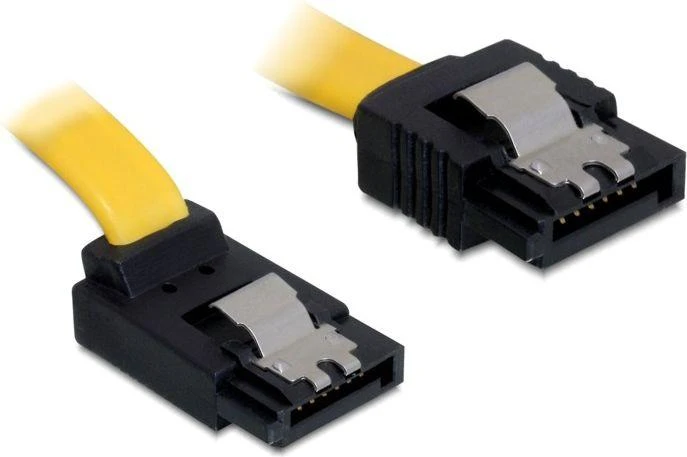 DELOCK Cable SATA 20cm geltonas aukštyn/tiesus metalinis