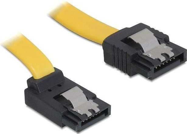 DELOCK Cable SATA 30cm geltonas aukštyn/tiesus metalinis