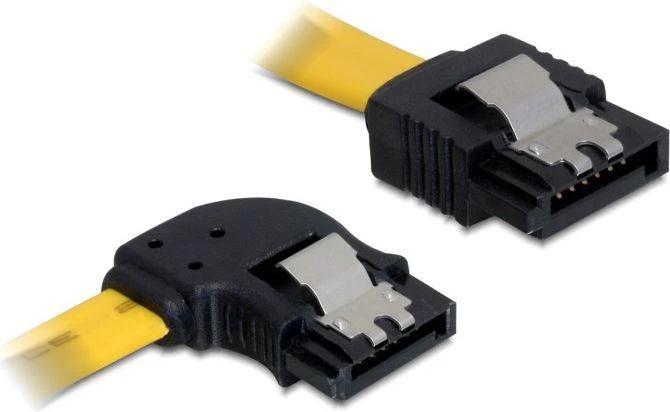 DELOCK Cable SATA 30cm geltonas kairysis/tiesus metalinis