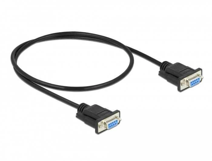 Delock serijinis kabelis RS-232 Sub-D9 iš lizdo į lizdą nulinis modemas 0,5 m