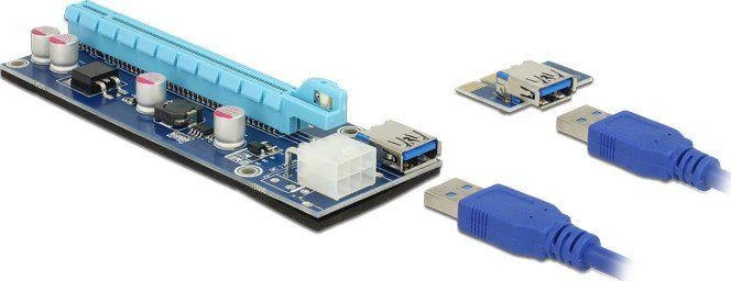 Delock Riser PCI Express Karte x1 > x16 mit 60cm USB Kabelis