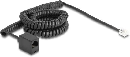 Delock Kabelis telefoniczny spiralny RJ11 Wtyk do RJ45 Lizdas 5 m Juodas (90114)