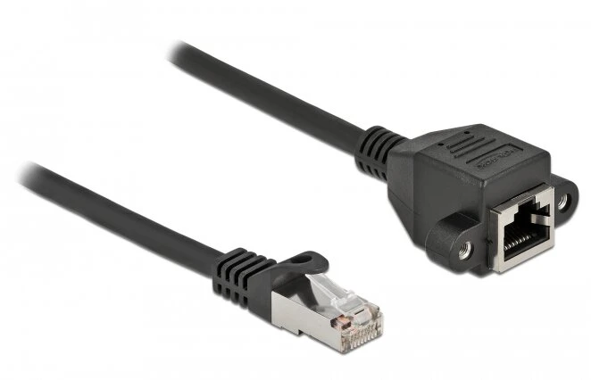 Delock DeLOCK Przedłużacz kabla sieciowego S/FTP RJ45 męski do RJ45 żeński Cat.6A 25 cm juoda