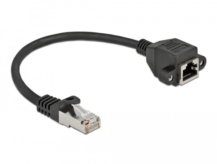 Delock DeLOCK Przedłużacz kabla sieciowego S/FTP RJ45 męski do RJ45 żeński Cat.6A 25 cm juoda