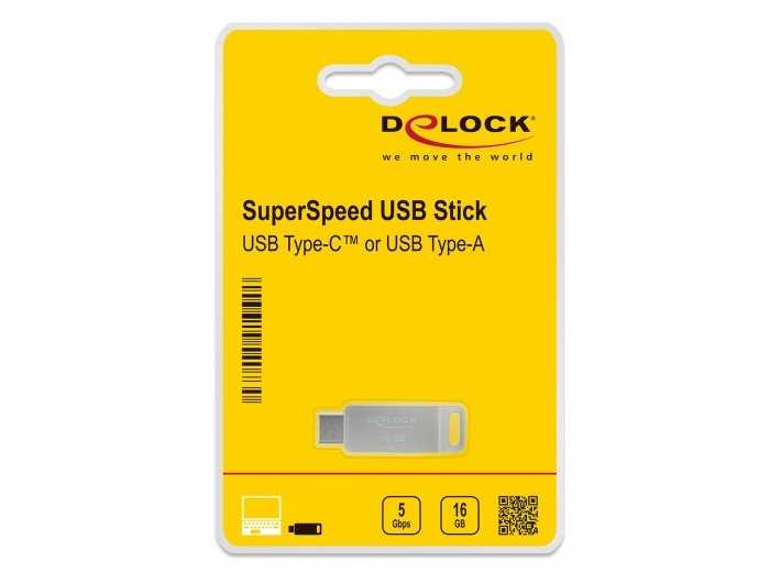 STICK DELOCK USB 3.2 Gen 1 USB-C + Typ-A Speicherstick 16GB - Metallgehuse