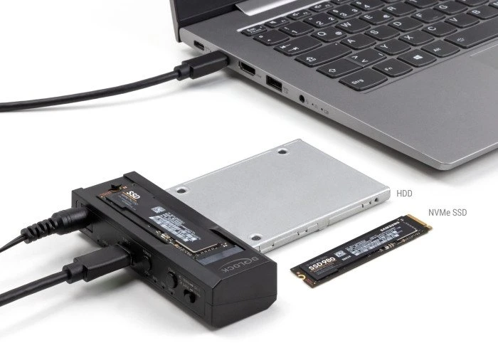 Delock – Saugyklos valdiklis – Klonavimo funkcija – 2,5", 3,5", M.2 (6,4 cm, 8,9 cm) – M.2 plokštė (PCIe NVMe ir SATA) / SATA SSD – USB-C 3.2 (2 kartos x 1)