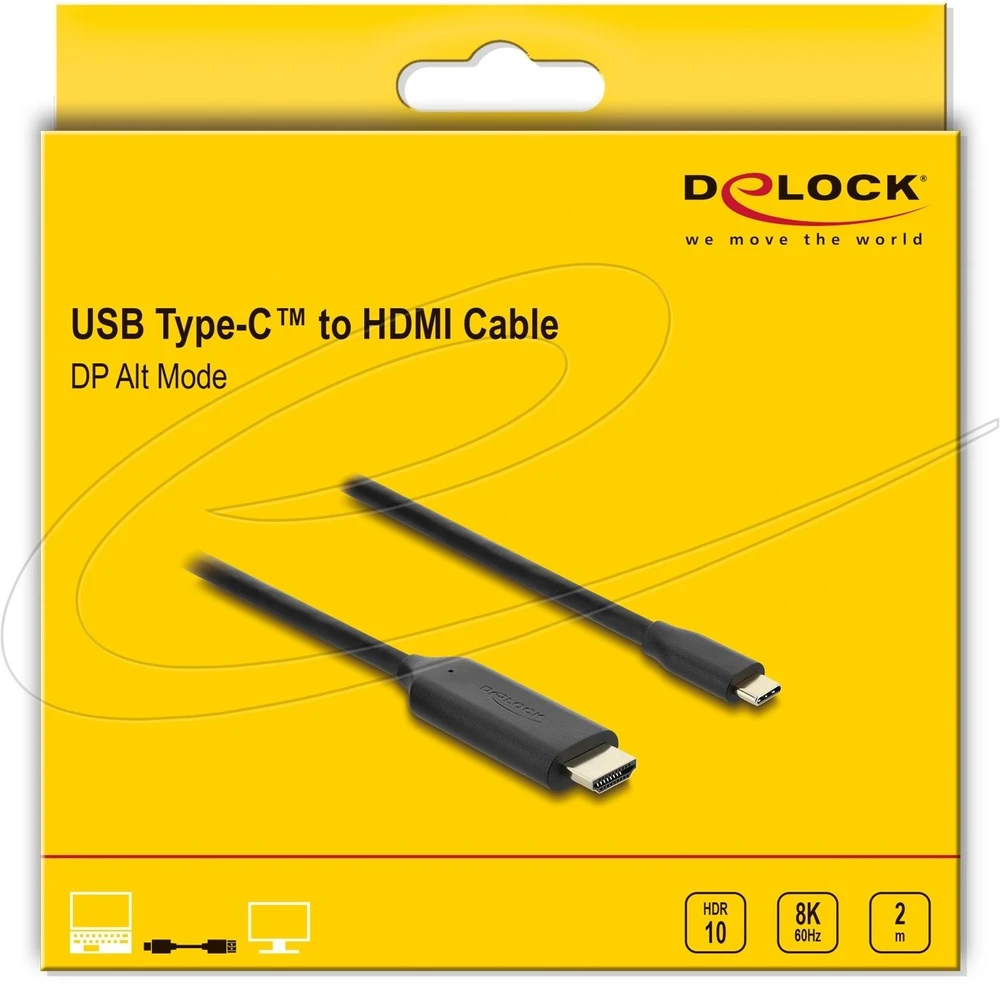Delock USB Type-C do HDMI kabelis (DP Alt Mode) 8K 60 Hz su HDR funkcja 2 m juoda